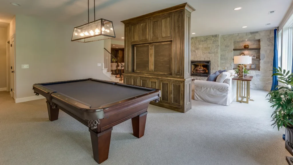 image of a diy basement with pool table