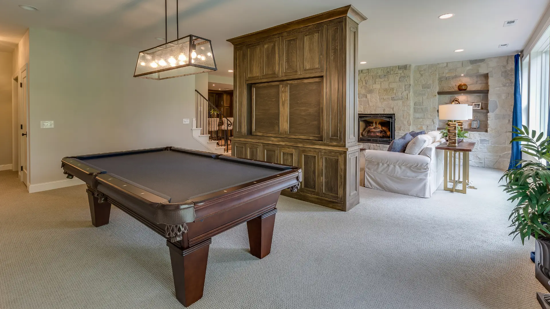 image of a diy basement with pool table