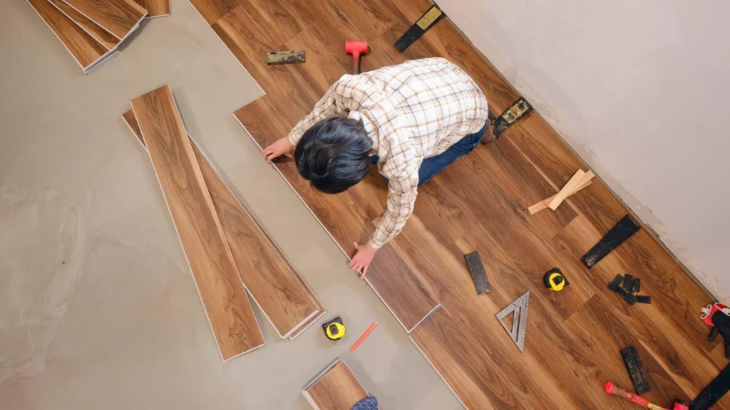DIY flooring being put together