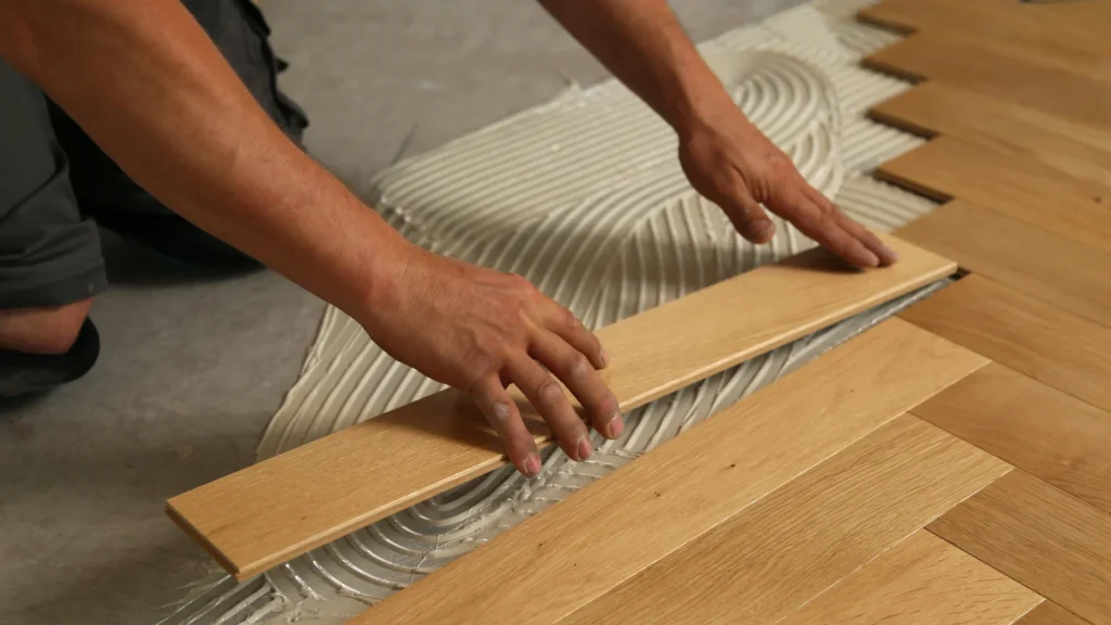 flooring DIY with grout