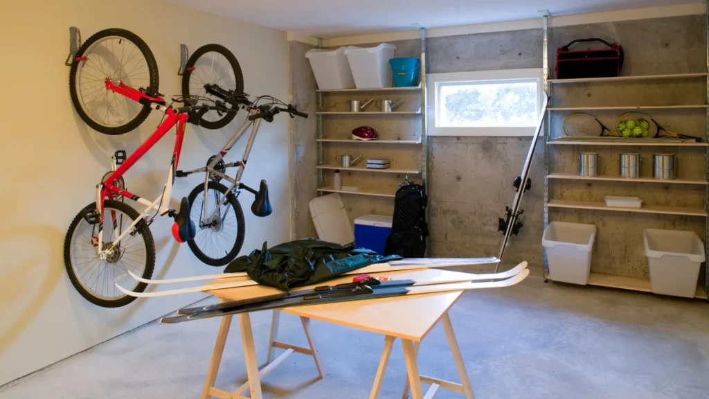custom garage set up DIY bike rack