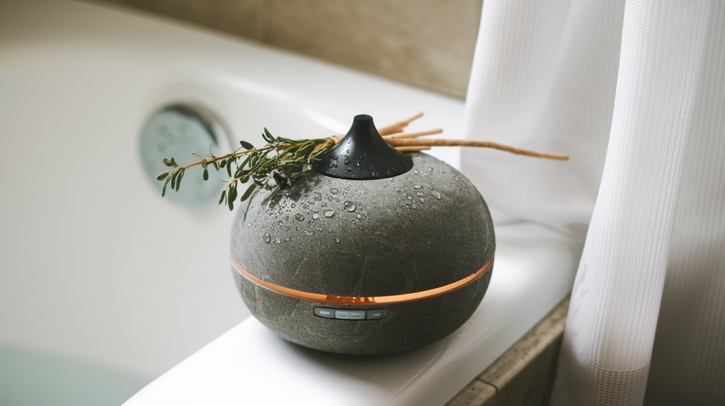 a photo of a close up shot of a diffuser sitting n l4vzS TyRpOSiy1inxnjJA 5 hOLcjGQGShxwqz5K6qWQ - 20 Ideas to Transform Your Bathroom into a Dreamy Spa | Home Improvement Ideas